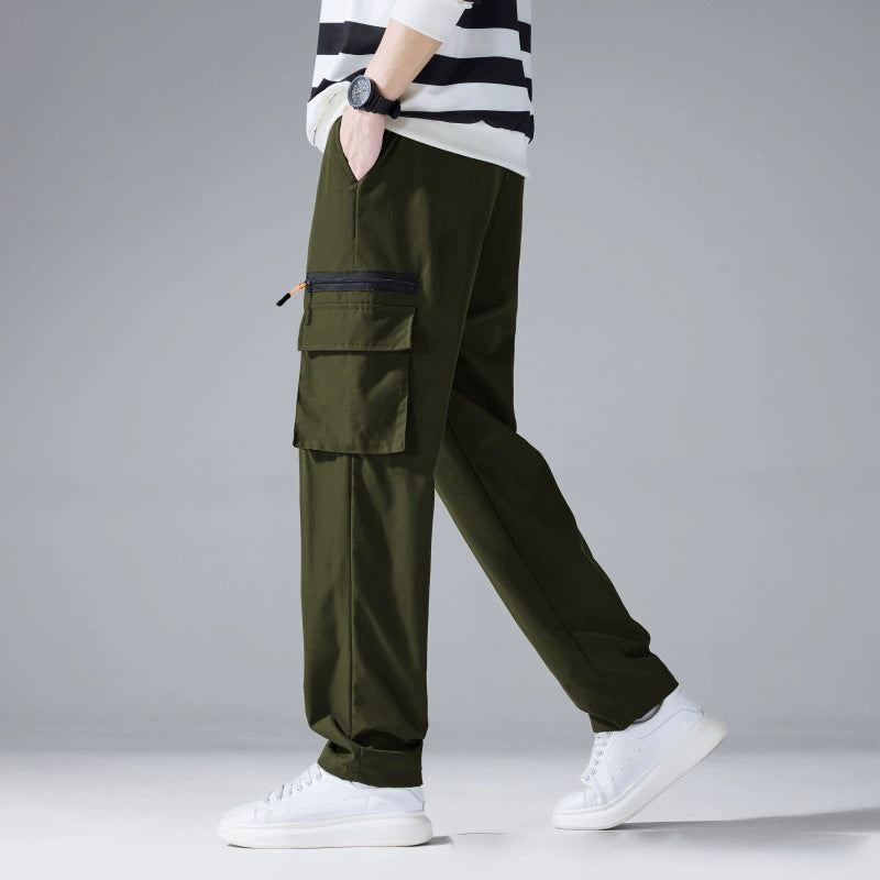 Pantalones de trabajo de felpa elástica para hombre – Corte retro informal