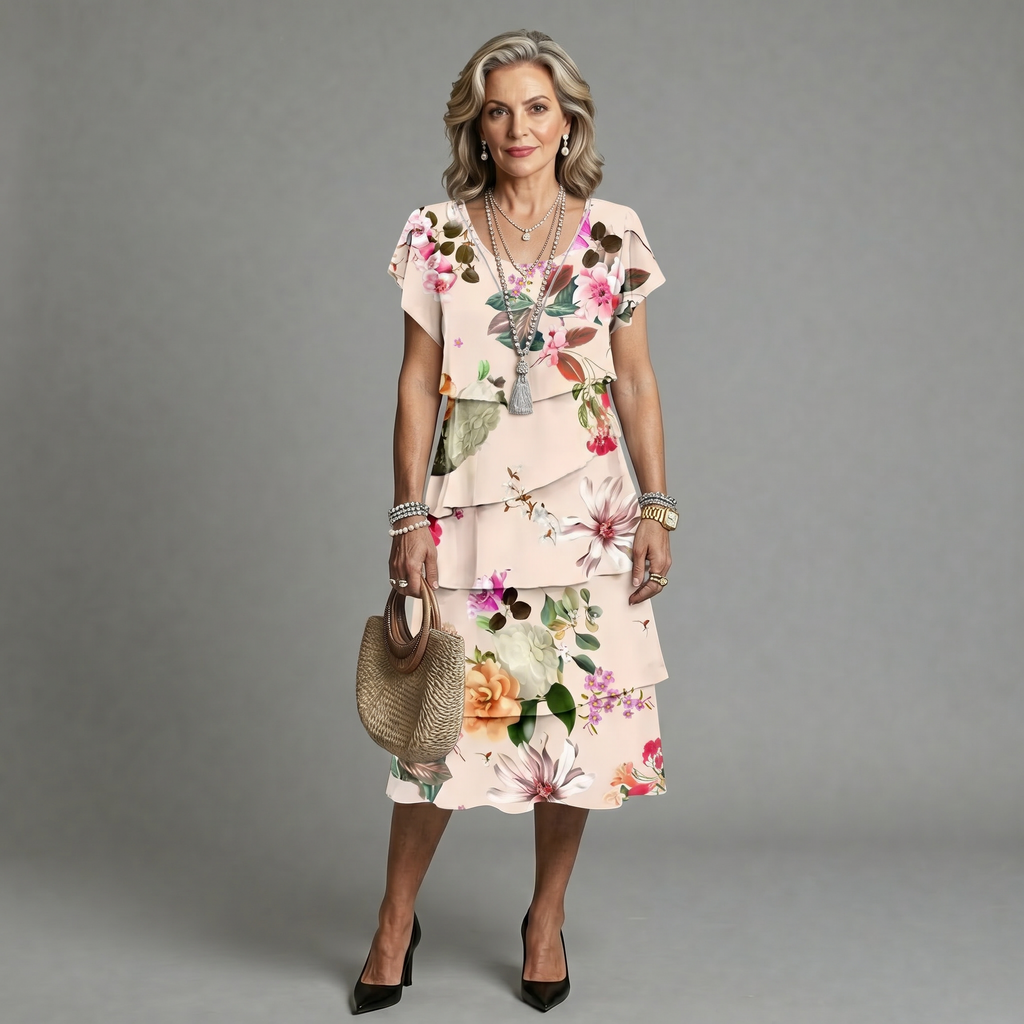 Vestido elegante y vaporoso con volantes