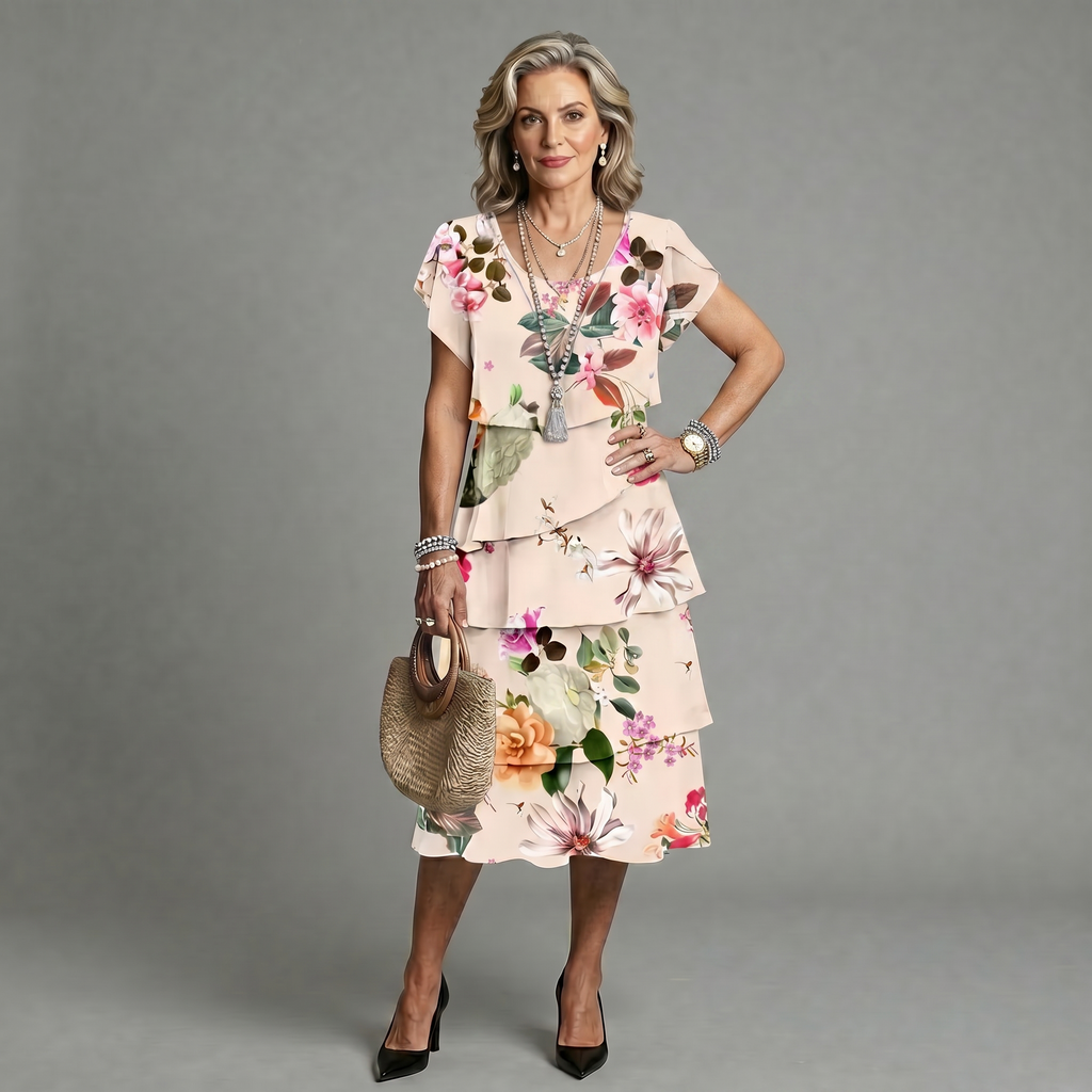Vestido elegante y vaporoso con volantes