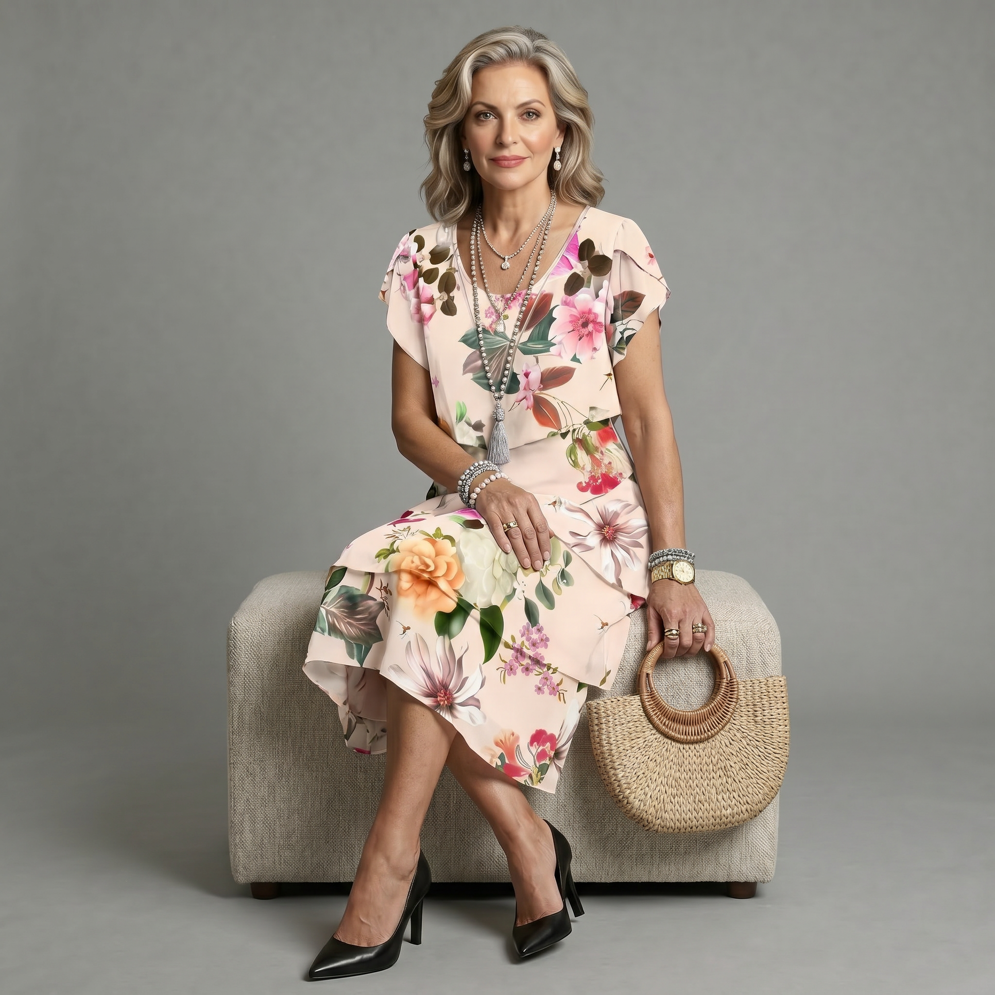 Vestido elegante y vaporoso con volantes