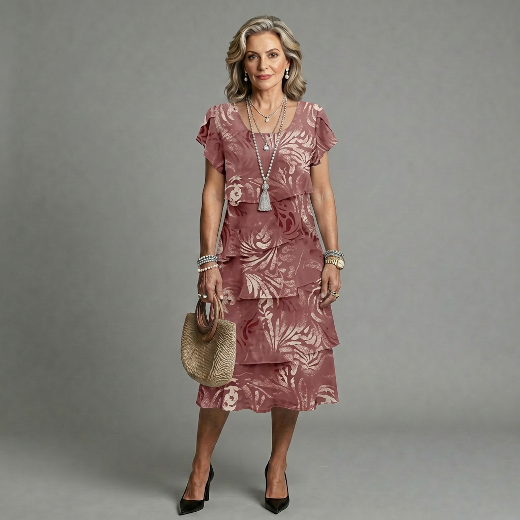 Vestido elegante y vaporoso con volantes
