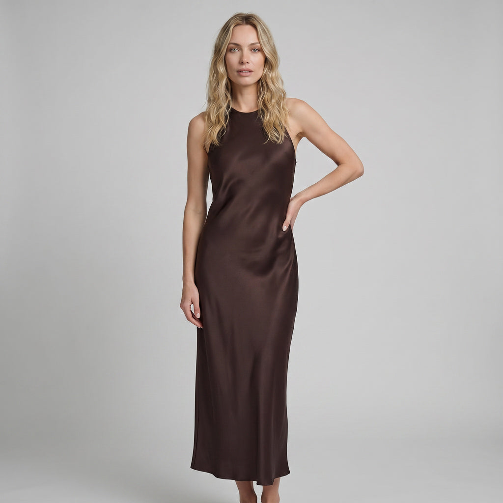 Vestido Midi Silhouette Marrón