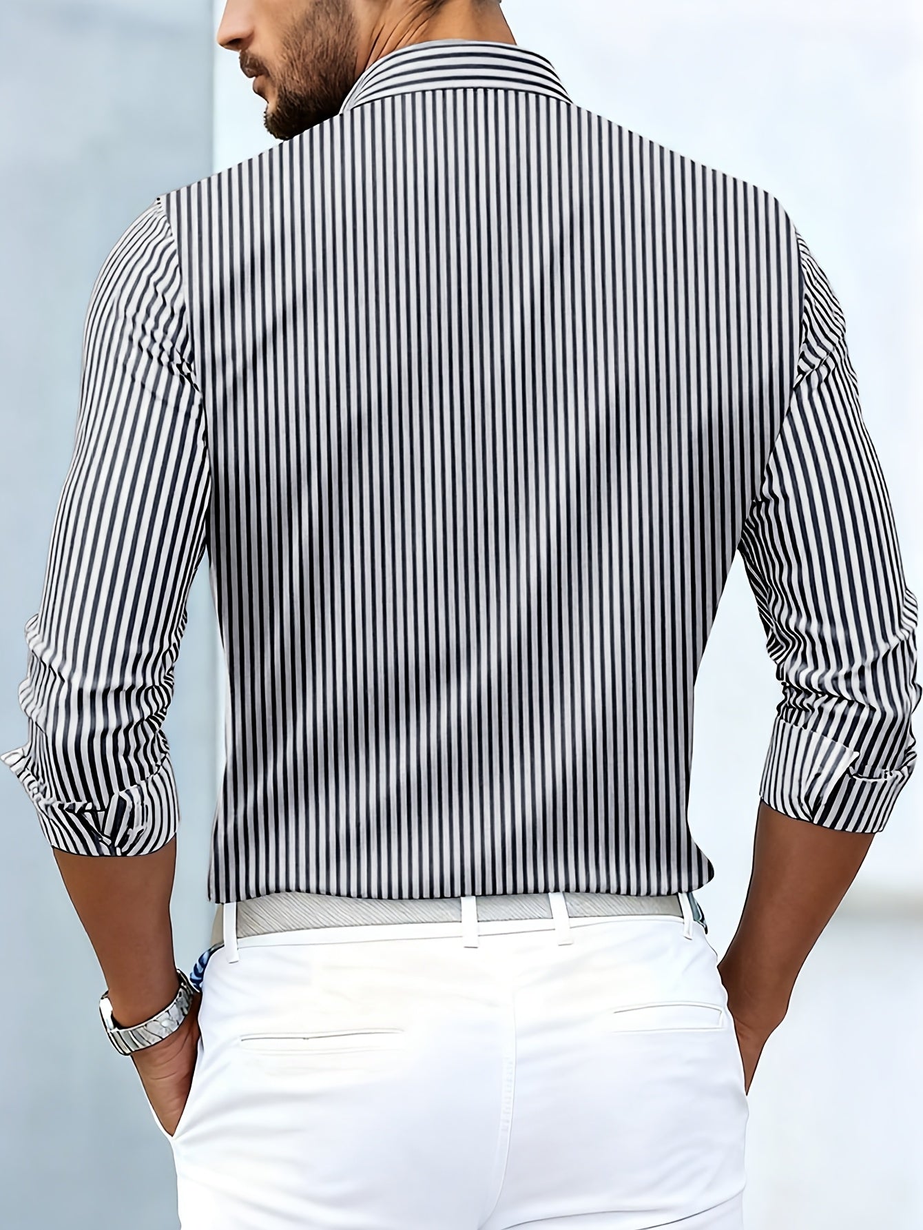 Camisa de hombre Emerson de rayas vintage, manga larga, de Aukake