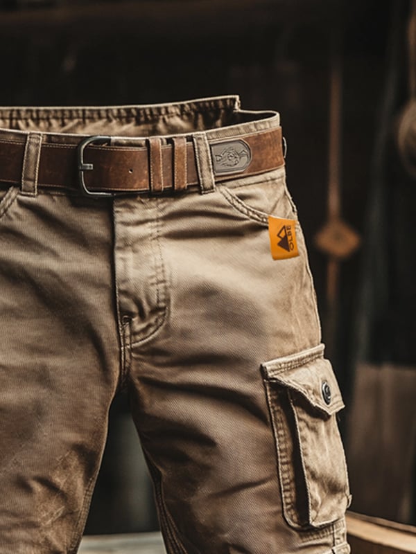 Pantalones cargo cortos de estilo retro con numerosos bolsillos