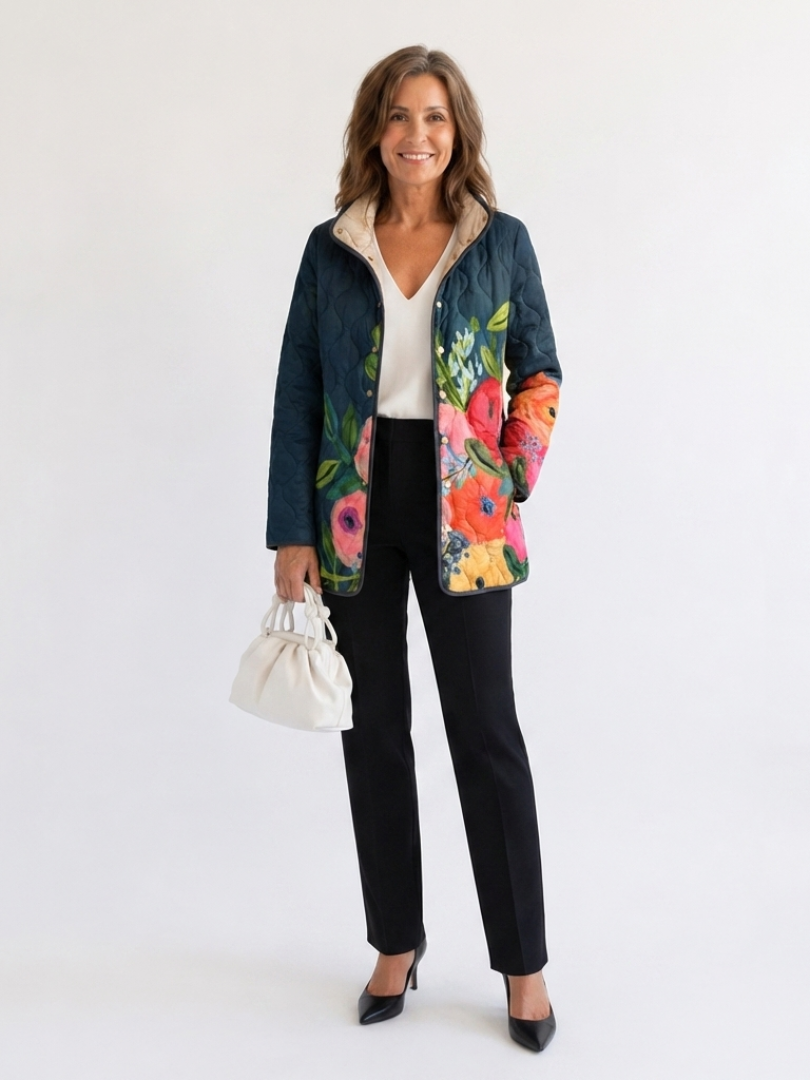 Chaqueta acolchada Flores Pintadas Camille - Aukake