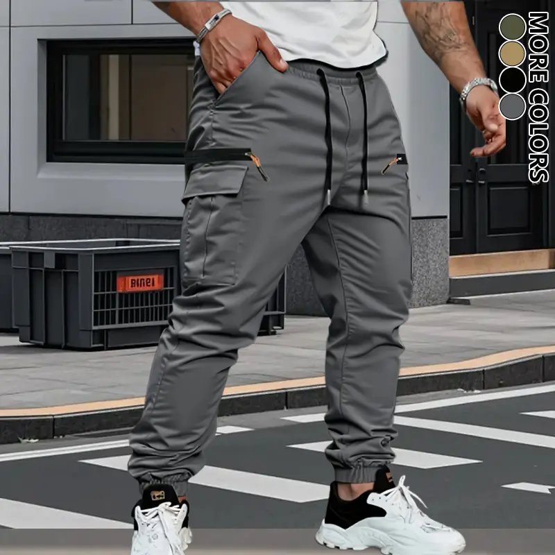 Pantalones de trabajo de felpa elástica para hombre – Corte retro informal
