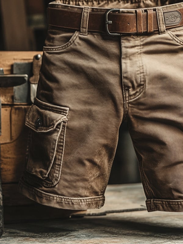 Pantalones cargo cortos de estilo retro con numerosos bolsillos
