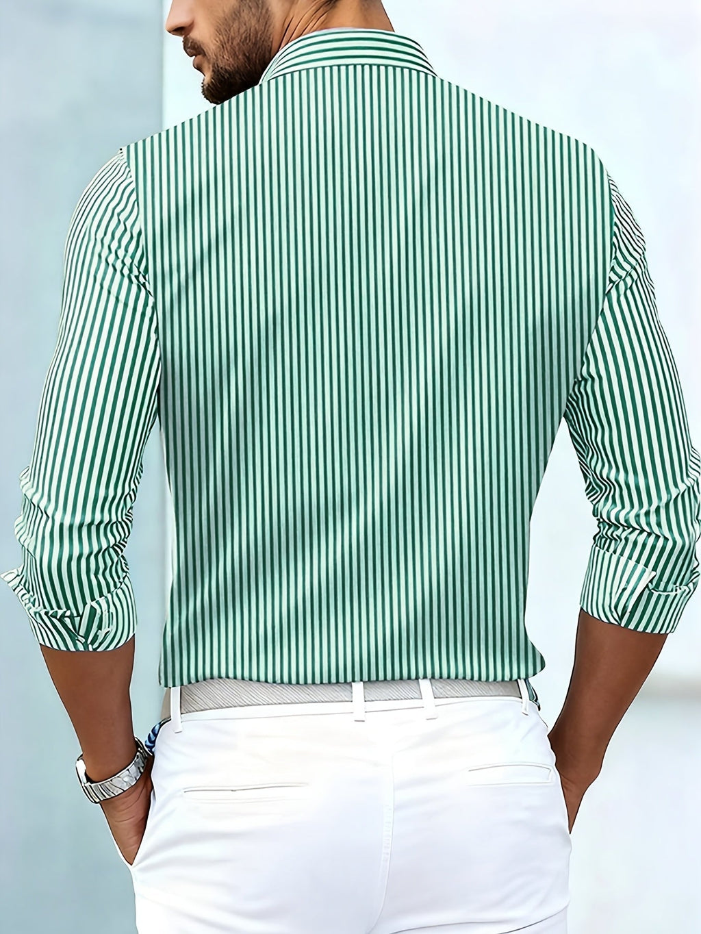 Camisa de hombre Emerson de rayas vintage, manga larga, de Aukake