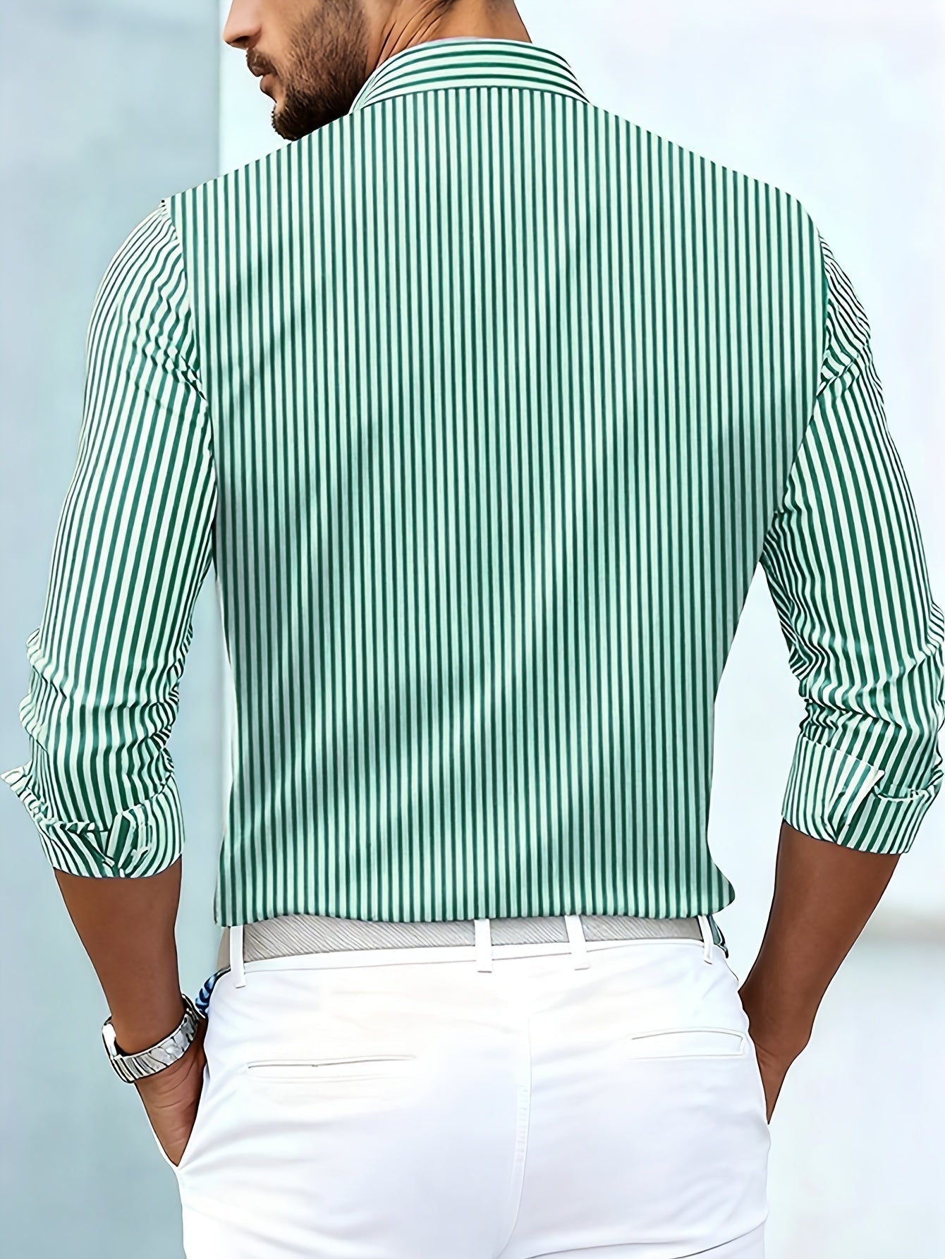 Camisa de hombre Emerson de rayas vintage, manga larga, de Aukake