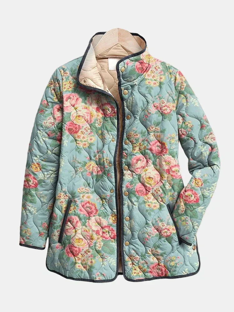 Chaqueta acolchada Rosas Celadón Mathilde - Aukake