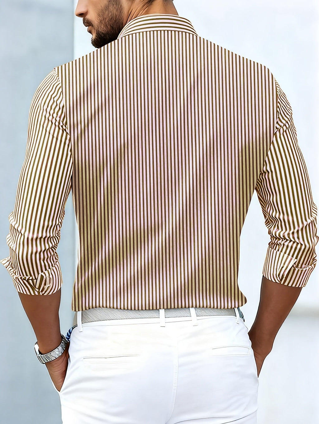 Camisa de hombre Emerson de rayas vintage, manga larga, de Aukake