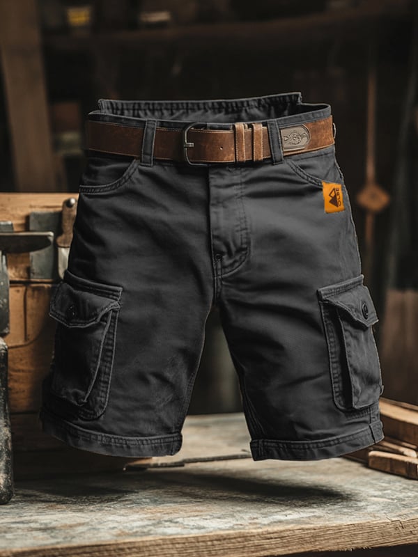 Pantalones cargo cortos de estilo retro con numerosos bolsillos