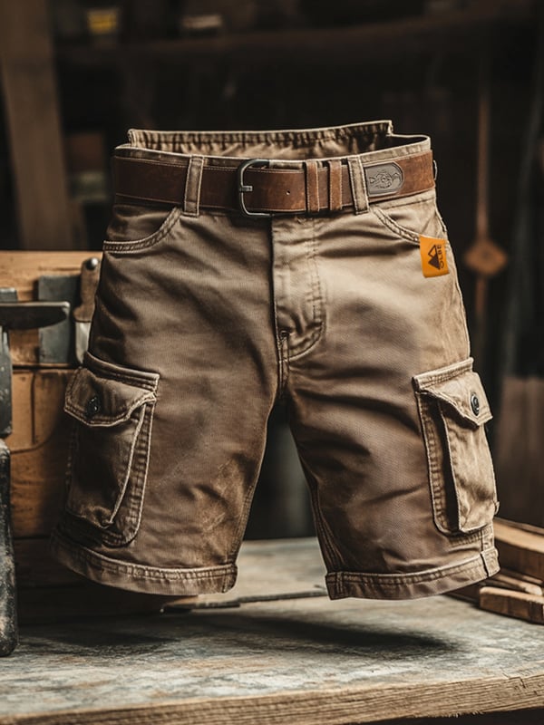 Pantalones cargo cortos de estilo retro con numerosos bolsillos