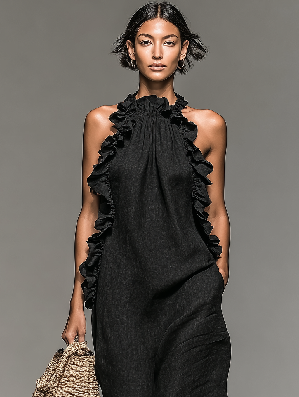 Vestido largo Lua con volantes y bolsillos - detalle 2
