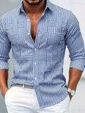 Camisa de hombre Emerson de rayas vintage, manga larga, de Aukake