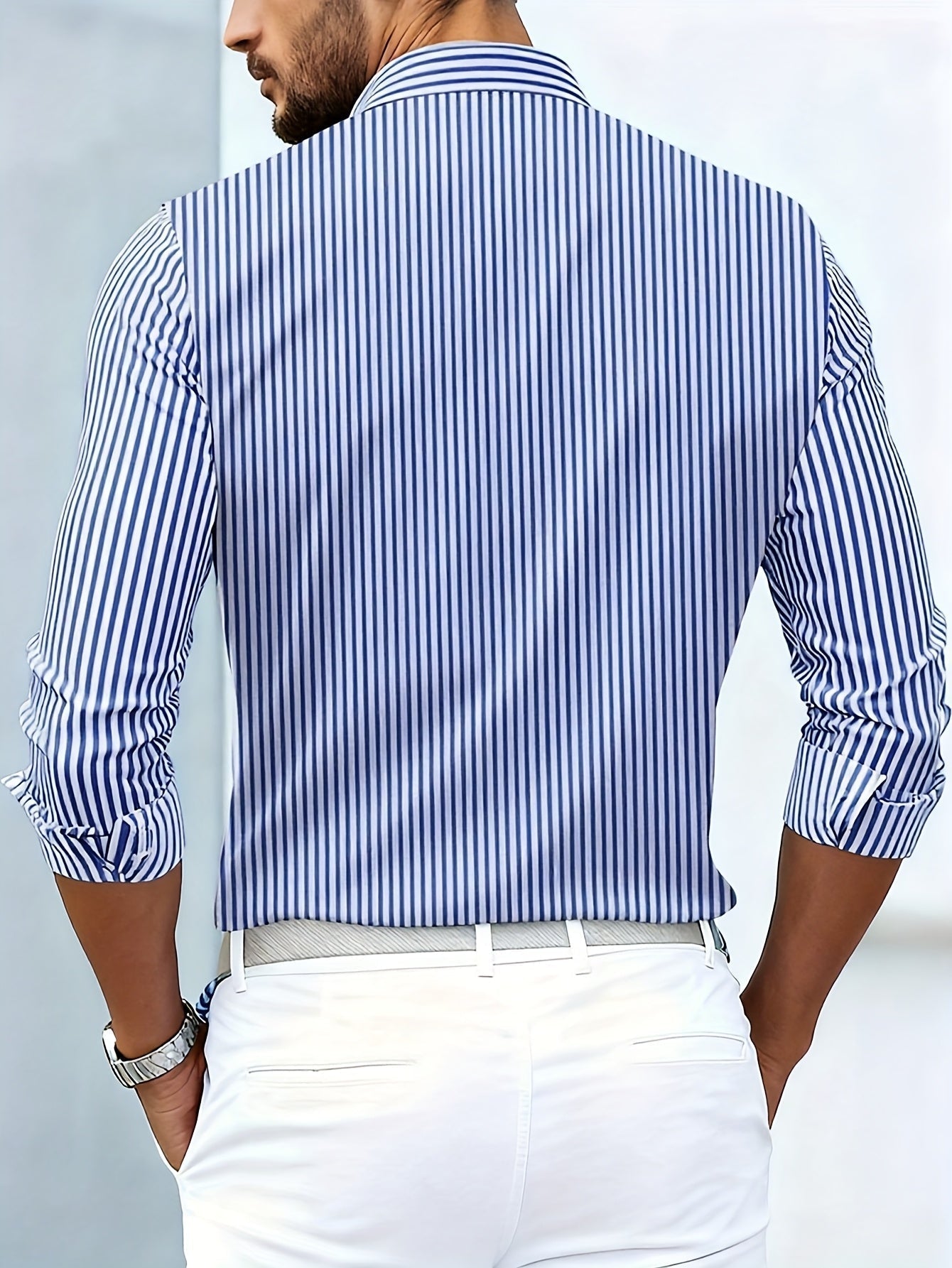 Camisa de hombre Emerson de rayas vintage, manga larga, de Aukake