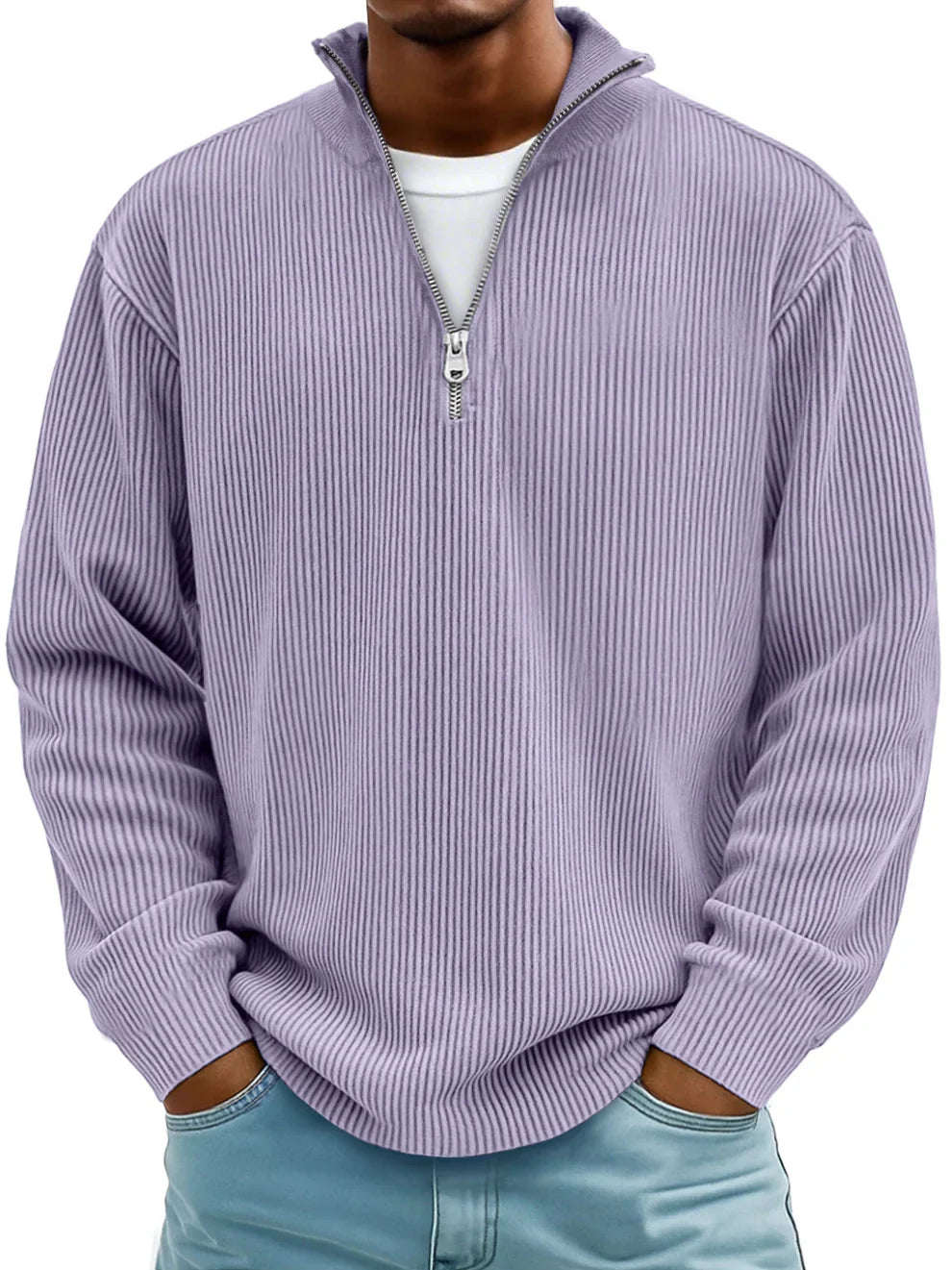 Jersey canalé con cuello de cremallera Marc para hombre - Aukake