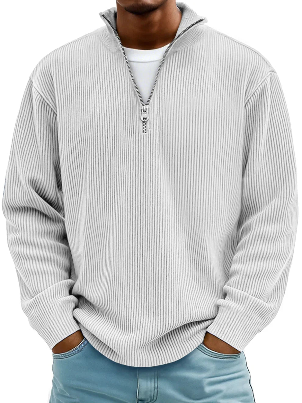 Jersey canalé con cuello de cremallera Marc para hombre - Aukake