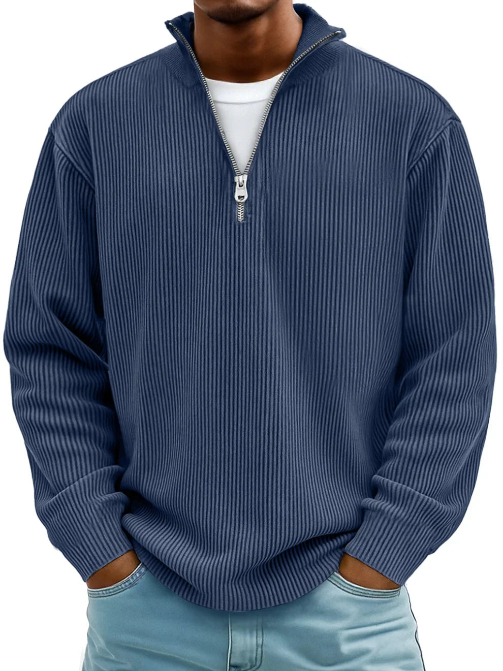 Jersey canalé con cuello de cremallera Marc para hombre - Aukake