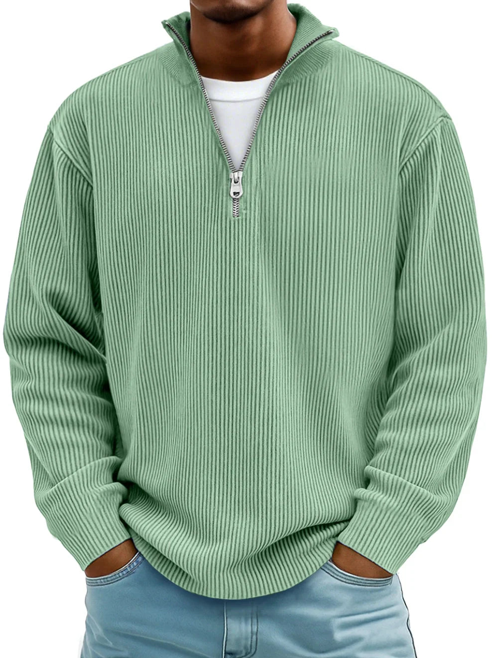 Jersey canalé con cuello de cremallera Marc para hombre - Aukake