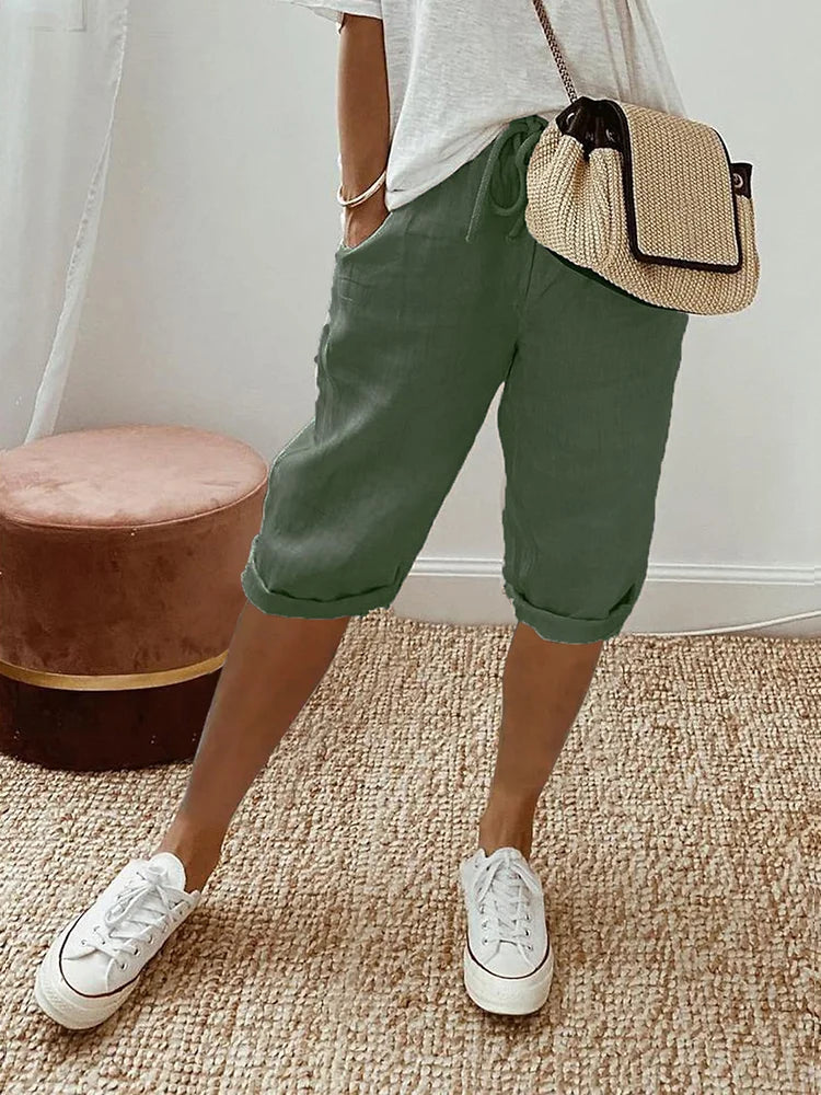 Laluna | Pantalones cortos de algodón y lino para mujer