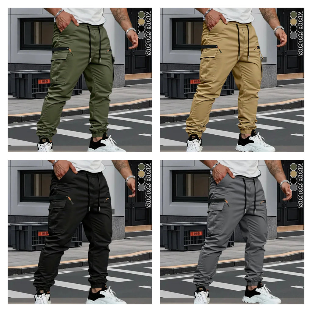 Pantalones de trabajo de felpa elástica para hombre – Corte retro informal