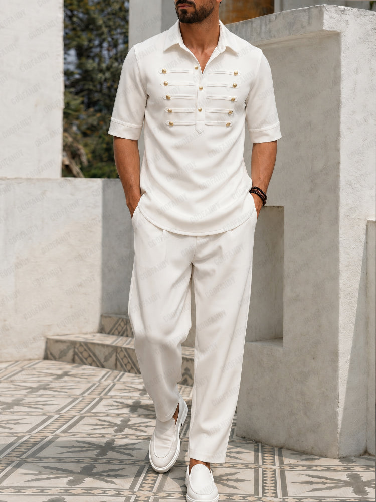 Conjunto de camisa y pantalones de estilo retro informal