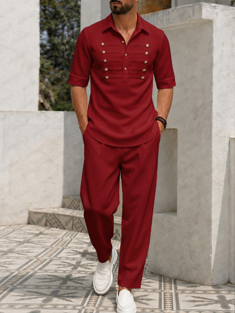 Conjunto de camisa y pantalones de estilo retro informal