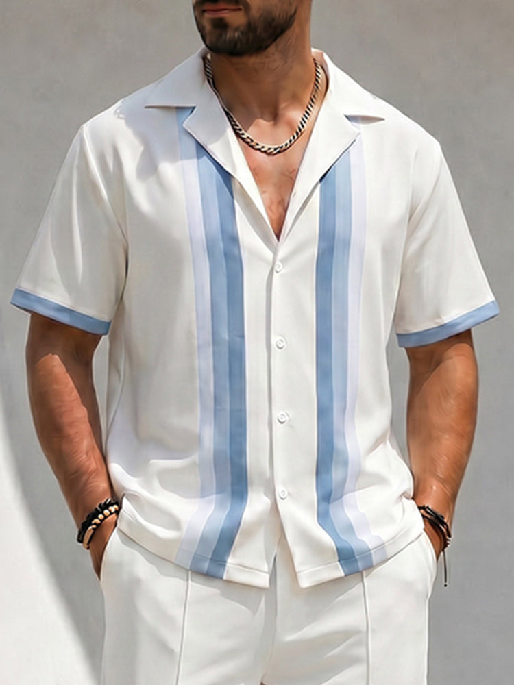 Conjunto a juego de estilo veraniego, corte holgado y rayas degradadas