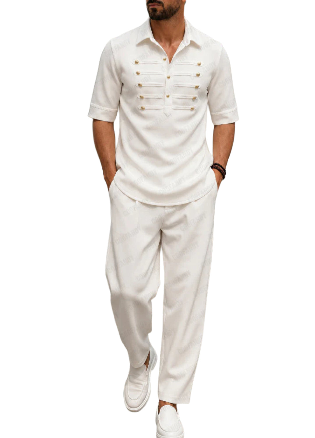 Conjunto de camisa y pantalones de estilo retro informal