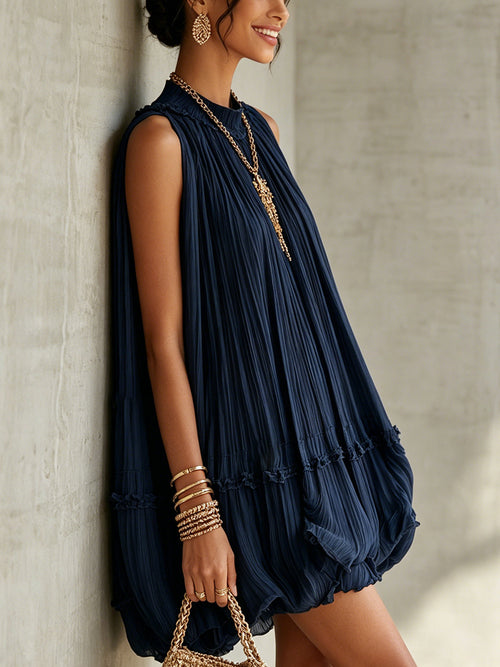 Camilla | Minivestido de gasa con cuello halter y falda globo
