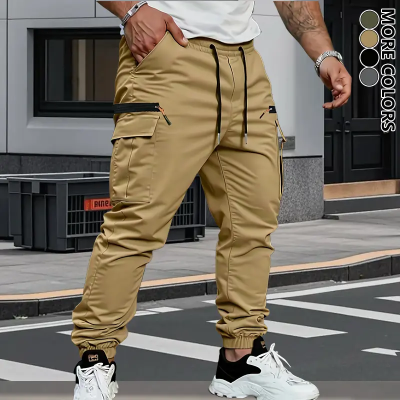 Pantalones de trabajo de felpa elástica para hombre – Corte retro informal