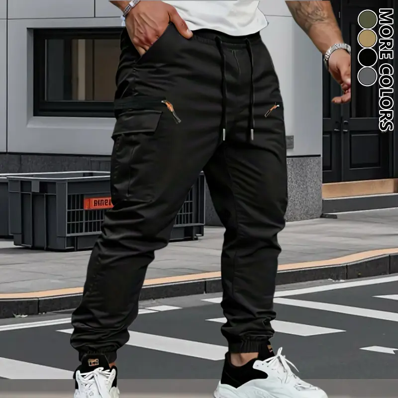 Pantalones de trabajo de felpa elástica para hombre – Corte retro informal