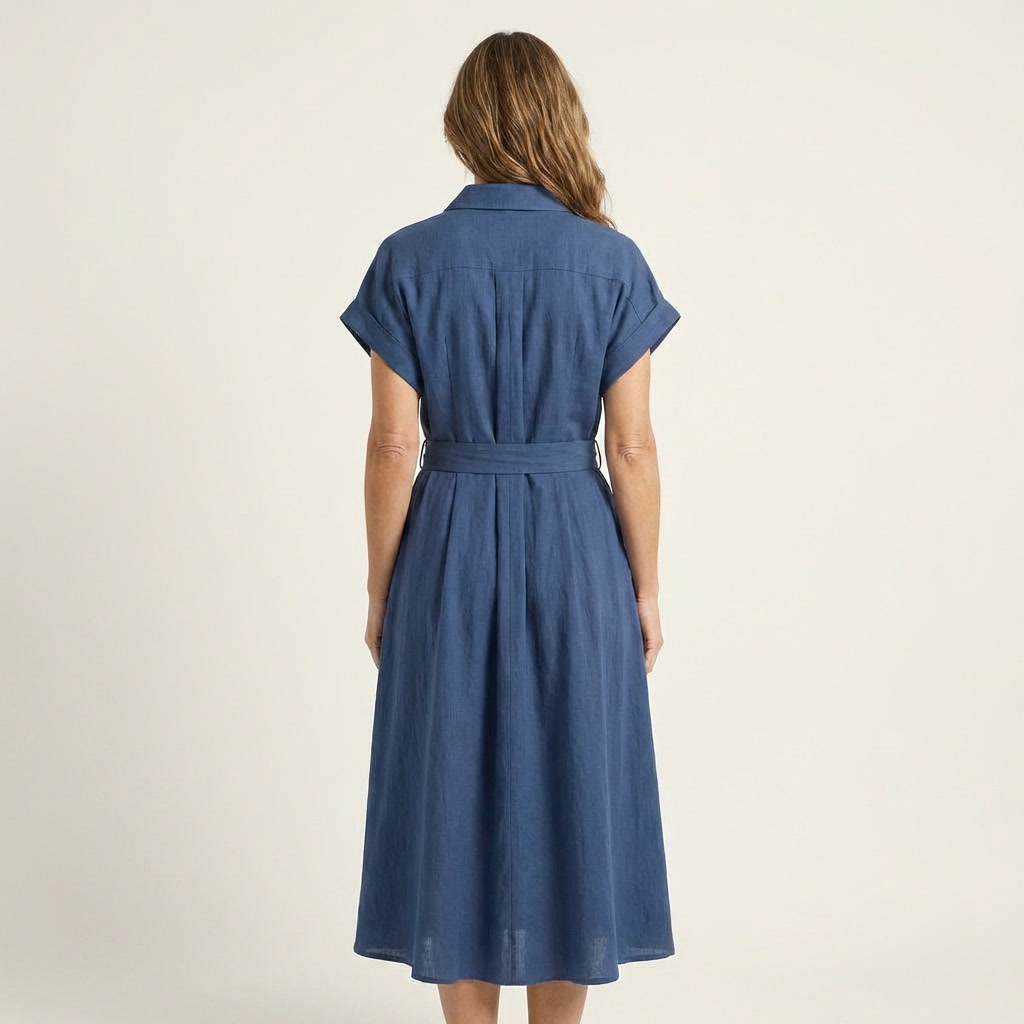 Melody | Vestido midi vaquero con botones y cinturón