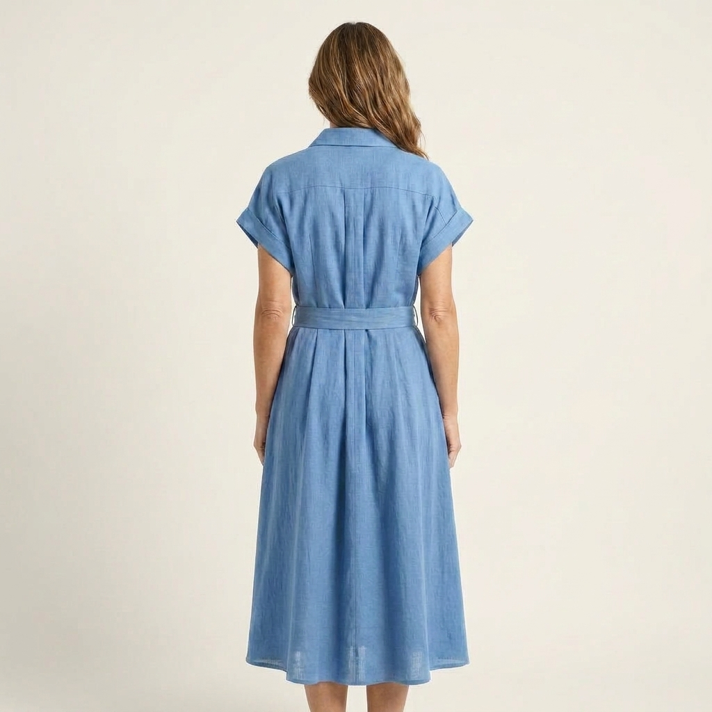Melody | Vestido midi vaquero con botones y cinturón
