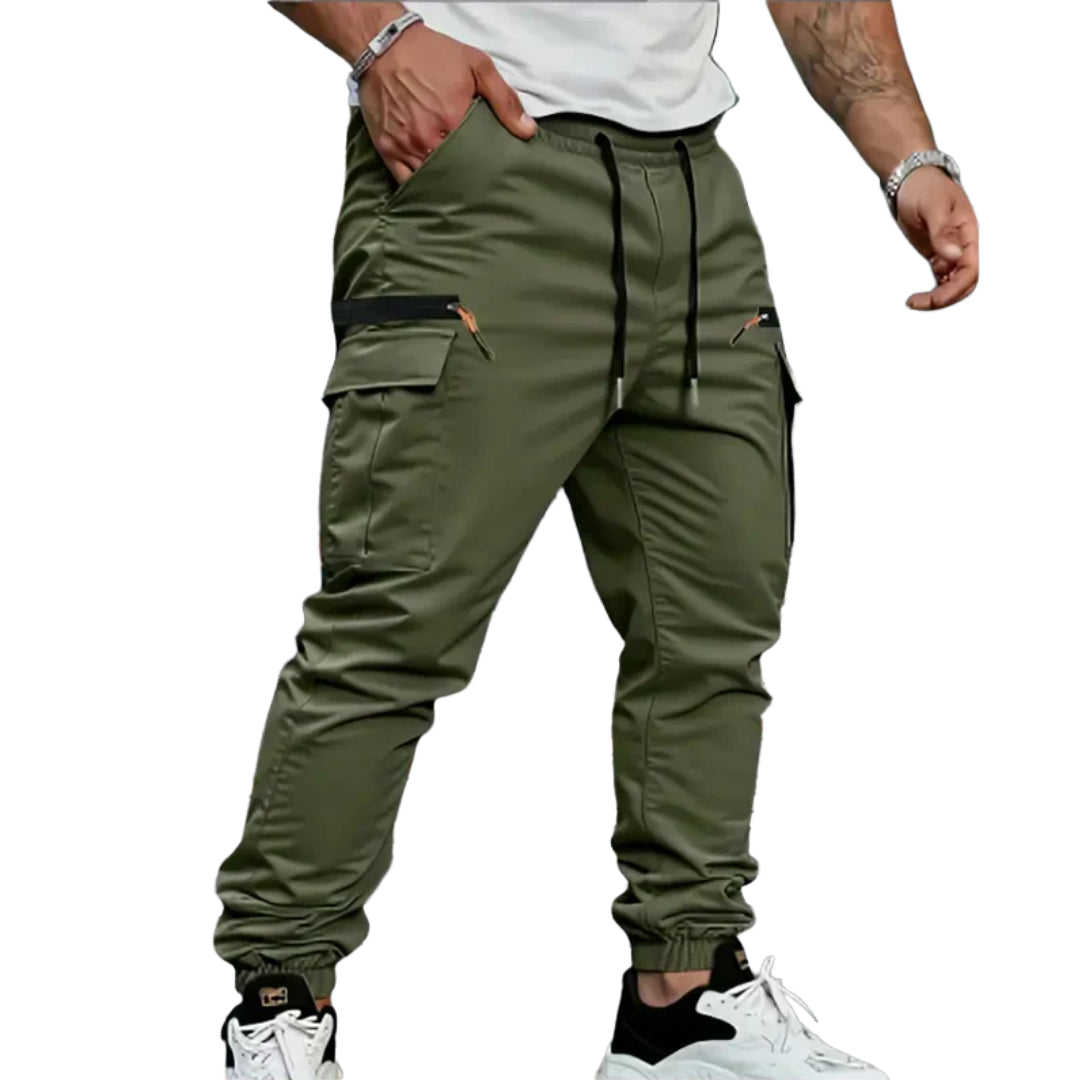 Pantalones de trabajo de felpa elástica para hombre – Corte retro informal
