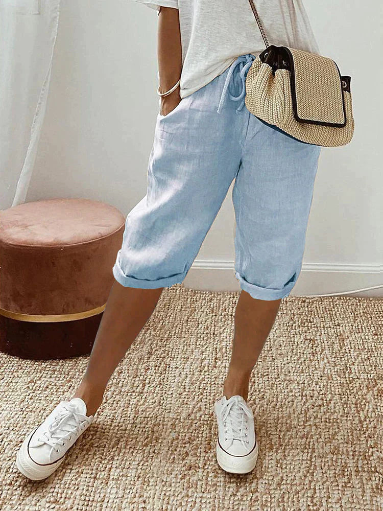 Laluna | Pantalones cortos de algodón y lino para mujer