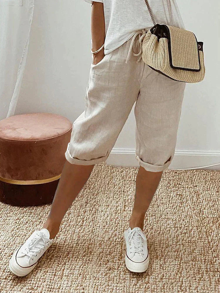 Laluna | Pantalones cortos de algodón y lino para mujer