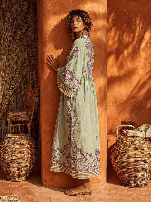 Celestina - Vestido boho bordado con encanto mediterráneo